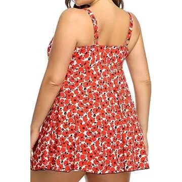 Stylish PERONA Women's Plus Size Swimdress Floral Print