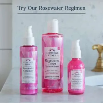 HERITAGE STORE Rosewater & Glycerin Hydrating Facial Mist - Dry Combination Skin Care - Rose Water Spray w/ Vegetable Glycerine, Made Without Dyes or Alcohol, Hypoallergenic, Vegan, Cruelty Free, 4oz