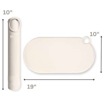 ruffles & co. Silicone Dog and Cat Bowl Mat and Water Mat Non-Slip Waterproof Washable Easy to Clean Travel Friendly Pet Food Mat Non Toxic Eco Friendly (19"x10") (Cream)