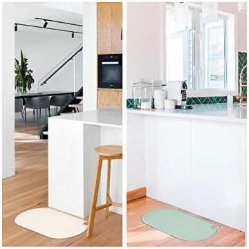 ruffles & co. Silicone Dog and Cat Bowl Mat and Water Mat Non-Slip Waterproof Washable Easy to Clean Travel Friendly Pet Food Mat Non Toxic Eco Friendly (19"x10") (Cream)