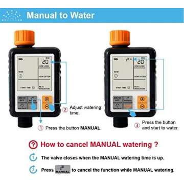 Kazeila Hose Timer, Water Timers for Hoses Programmable, Sprinkler Timer with Rain Delay / Child Lock / Auto & Manual Watering Mode/IP65 Waterproof, 3" Large Screen Irrigation Timer for Garden