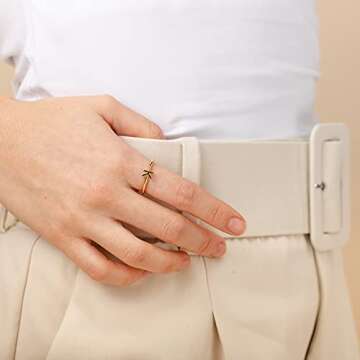 PAVOI 14K Gold Plated Initial Adjustable Ring for Women