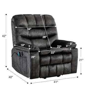 Phoenix Home Power Lift Recliner with Massage & Heat