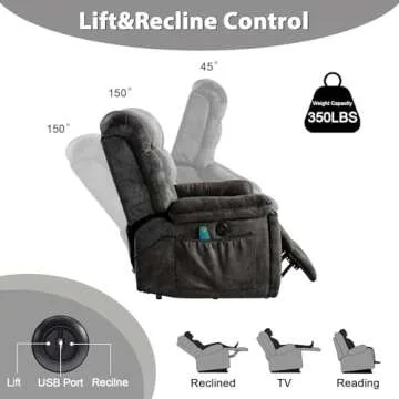 Phoenix Home Power Lift Recliner with Massage & Heat