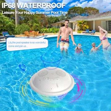KingSom Floating Pool Speaker,Bluetooth Pool Speaker with LED Light,IP68 Waterproof Hot Tub Speaker,16W Loud Stereo Sound Floating Speaker,TWS Pairing,Built-in Mic,Portable Wireless Speaker for Shower