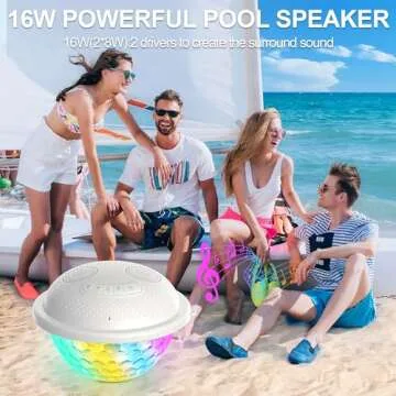 KingSom Floating Pool Speaker,Bluetooth Pool Speaker with LED Light,IP68 Waterproof Hot Tub Speaker,16W Loud Stereo Sound Floating Speaker,TWS Pairing,Built-in Mic,Portable Wireless Speaker for Shower