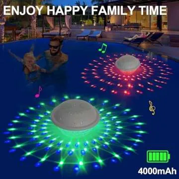 KingSom Floating Pool Speaker,Bluetooth Pool Speaker with LED Light,IP68 Waterproof Hot Tub Speaker,16W Loud Stereo Sound Floating Speaker,TWS Pairing,Built-in Mic,Portable Wireless Speaker for Shower