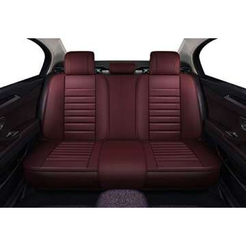 OASIS AUTO Car Seat Covers Accessories Full Set Premium Nappa Leather Cushion Protector Universal Fit for Most Cars SUV Pick-up Truck, Automotive Vehicle Auto Interior Décor (OS-012 Burgundy)