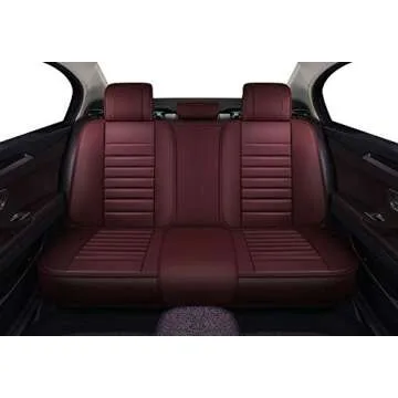 OASIS AUTO Car Seat Covers Accessories Full Set Premium Nappa Leather Cushion Protector Universal Fit for Most Cars SUV Pick-up Truck, Automotive Vehicle Auto Interior Décor (OS-012 Burgundy)