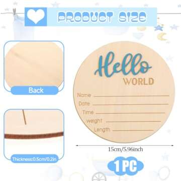 5.9 Inch Hello World Newborn Welcome Wooden Baby Announcement Sign