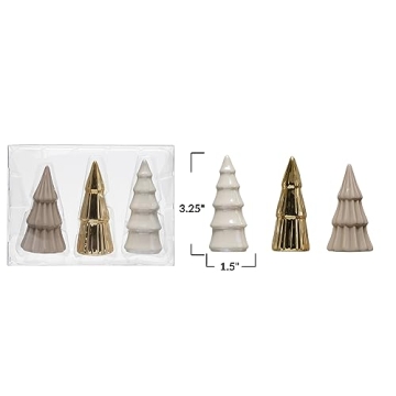 Elegant Stoneware Christmas Trees Set for Holiday Decor