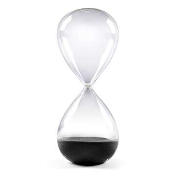 SWISSELITE Hourglass Sand Timers, Hourglass Sand Clock Inspired Glass for Home, Desk, Office Decor (8.5Inch-60Mins Pirate Black)