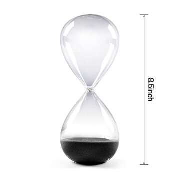 SWISSELITE Hourglass Sand Timers, Hourglass Sand Clock Inspired Glass for Home, Desk, Office Decor (8.5Inch-60Mins Pirate Black)