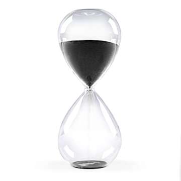 SWISSELITE Hourglass Sand Timers, Hourglass Sand Clock Inspired Glass for Home, Desk, Office Decor (8.5Inch-60Mins Pirate Black)