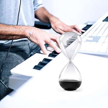 SWISSELITE Hourglass Sand Timers, Hourglass Sand Clock Inspired Glass for Home, Desk, Office Decor (8.5Inch-60Mins Pirate Black)