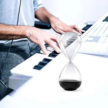 SWISSELITE Hourglass Sand Timers, Hourglass Sand Clock Inspired Glass for Home, Desk, Office Decor (8.5Inch-60Mins Pirate Black)