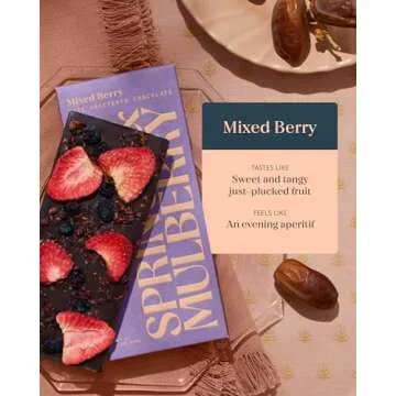 Spring & Mulberry Dark Chocolate Bars – Healthy Dark Chocolate, Date-Sweetened, Perfect for Valentine’s Day Gift Giving - Mixed Berry 3 Pack