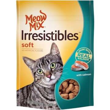 Meow Mix Irresistibles Soft Cat Treats, Salmon Flavor - 15 Ounces (5 Bags)