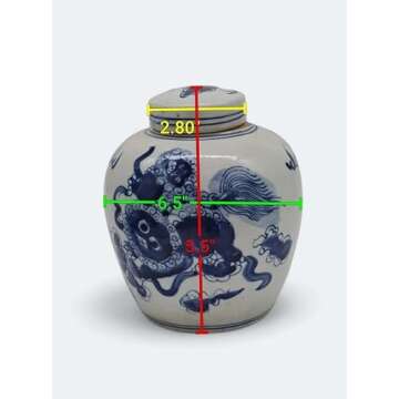 Retro Antique Like Style Blue and White Porcelain Lion Dancing Ceramic Covered Ginger Jar Vase, China Ming Style, Jingdezhen (LJ2)