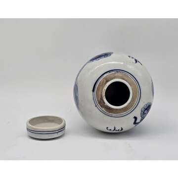 Retro Antique Like Style Blue and White Porcelain Lion Dancing Ceramic Covered Ginger Jar Vase, China Ming Style, Jingdezhen (LJ2)