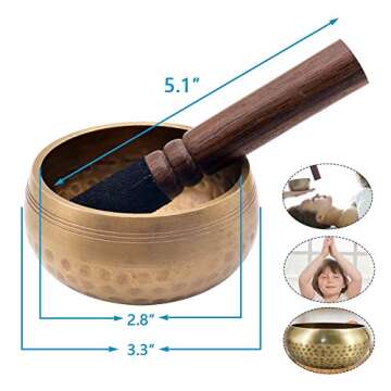 DomeStar Tibetan Singing Bowl Set, Meditation Bowl for Healing and Mindfulness Sound Bowl