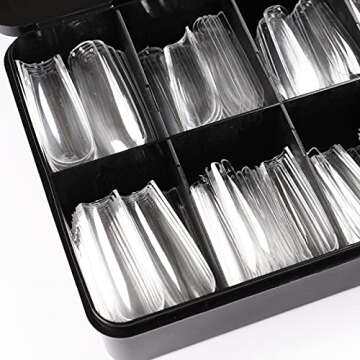 Wellquinn Square Nail Tips: 360pcs Extra Long Clear Professional Acrylic Nails