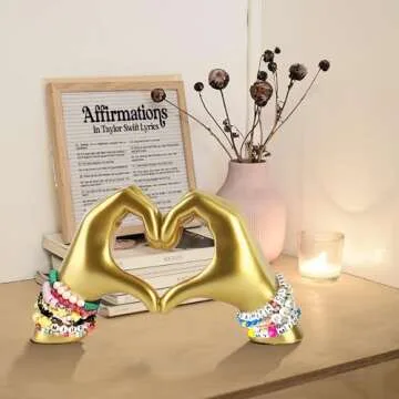 FUWA9PAN Heart Hands Sculpture for Living Room Bedroom Bookshelf, Unique Birthday for Women Girls Sisters Girlfriend Mom Teacher (No Bracelets)