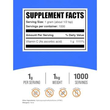 BulkSupplements.com Ascorbic Acid Powder - Vitamin C Supplement, Ascorbic Acid Food Grade - Powdered...