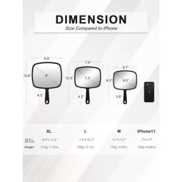 MIRRORNOVA Handheld Grooming Mirror for Salon Use