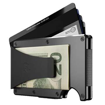 The Ridge Wallet For Men, Slim Wallet For Men - Thin as a Rail, Minimalist Aesthetics, Holds up to 12 Cards, RFID Safe, Blocks Chip Readers, Aluminum Wallet With Money Clip (Gunmetal)