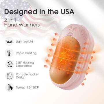 AI Hand Warmers Rechargeable 2 Pack, 6000mAh Electric Hand Warmers, AI Smart Chips 20Hrs Long Safe H...