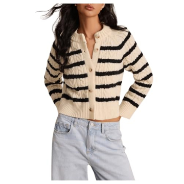 GORGLITTER Women's Striped Sweater Cardigan for Chic Wear
