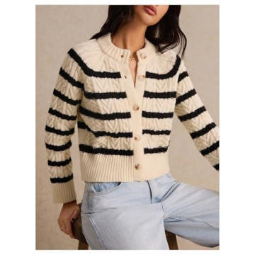 Trendy GORGLITTER Women's Striped Cardigan for Winter