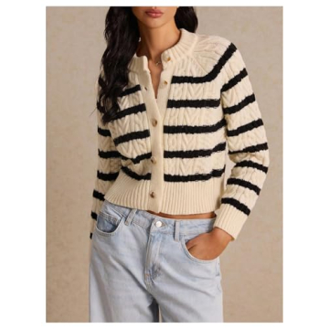 Trendy GORGLITTER Women's Striped Cardigan for Winter