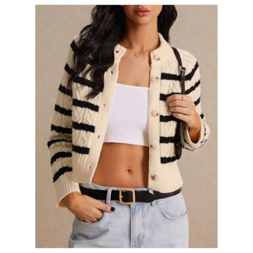 Trendy GORGLITTER Women's Striped Cardigan for Winter