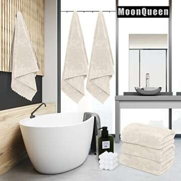 MOONQUEEN 2 Pack Premium Bath Towel Set - Quick Drying - Microfiber Coral Velvet Highly Absorbent To...