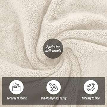 MOONQUEEN 2 Pack Premium Bath Towel Set - Quick Drying - Microfiber Coral Velvet Highly Absorbent Towels - Multipurpose Use as Bath Fitness, Bathroom, Shower, Sports, Yoga Towel (Cream)