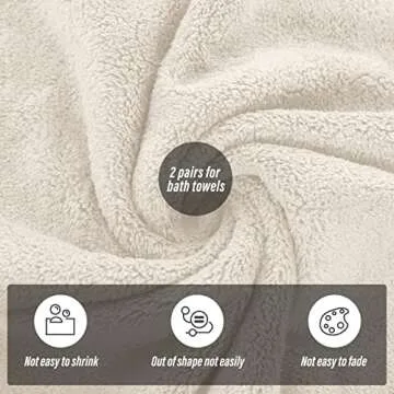 MOONQUEEN 2 Pack Premium Bath Towel Set - Quick Drying - Microfiber Coral Velvet Highly Absorbent Towels - Multipurpose Use as Bath Fitness, Bathroom, Shower, Sports, Yoga Towel (Cream)