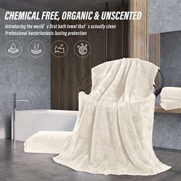 MOONQUEEN 2 Pack Premium Bath Towel Set - Quick Drying - Microfiber Coral Velvet Highly Absorbent Towels - Multipurpose Use as Bath Fitness, Bathroom, Shower, Sports, Yoga Towel (Cream)