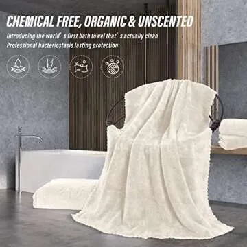 MOONQUEEN 2 Pack Premium Bath Towel Set - Quick Drying - Microfiber Coral Velvet Highly Absorbent Towels - Multipurpose Use as Bath Fitness, Bathroom, Shower, Sports, Yoga Towel (Cream)