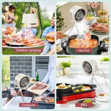 Portable Range Hood, Kitchen Exhaust Fan, Desktop Range Hood for Cooking, Detachable Mini Extractor Hood with 3 Speed, 5 Changeable Filter, Strong Suction for Indoor BBQ, Hot Pot