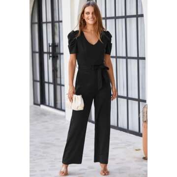 BLENCOT Stylish Black Jumpsuit for Women - Elegant & Comfortable V Neck