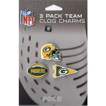FOCO Green Bay Packers Shoe Decoration Charms - 3 Pack