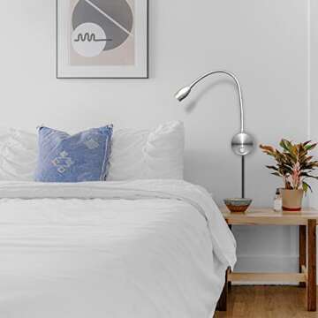 Adust Reading Light for Bed Headboard, Reading Lamp, Bedside Wall Mounted Reading Light, Headboard Lamp, 3W LED Touch Dimmable, 3 Color Temperature, 3000k, 4000k, 6000k
