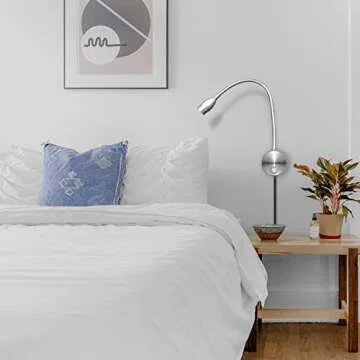 Adust Reading Light for Bed Headboard, Reading Lamp, Bedside Wall Mounted Reading Light, Headboard Lamp, 3W LED Touch Dimmable, 3 Color Temperature, 3000k, 4000k, 6000k