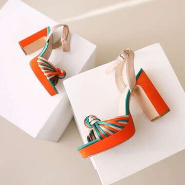 Comfortable Sun Gurg Orange Strappy Heels for Women
