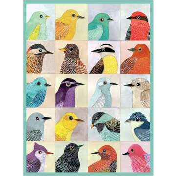 Galison Avian Friends 1000 Piece Jigsaw Puzzle - Colorful Bird Illustrations