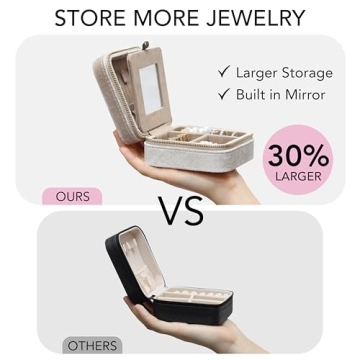 BLUTETE Velvet Travel Jewelry Box Organizer Champagne Luxury