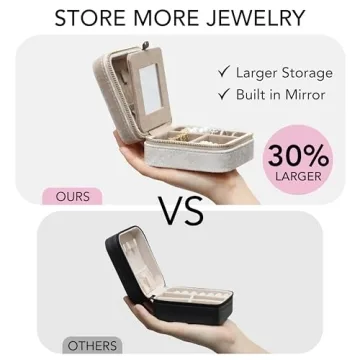 BLUTETE Velvet Travel Jewelry Box Organizer Champagne Luxury