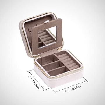 BLUTETE Velvet Travel Jewelry Box Organizer Champagne Luxury
